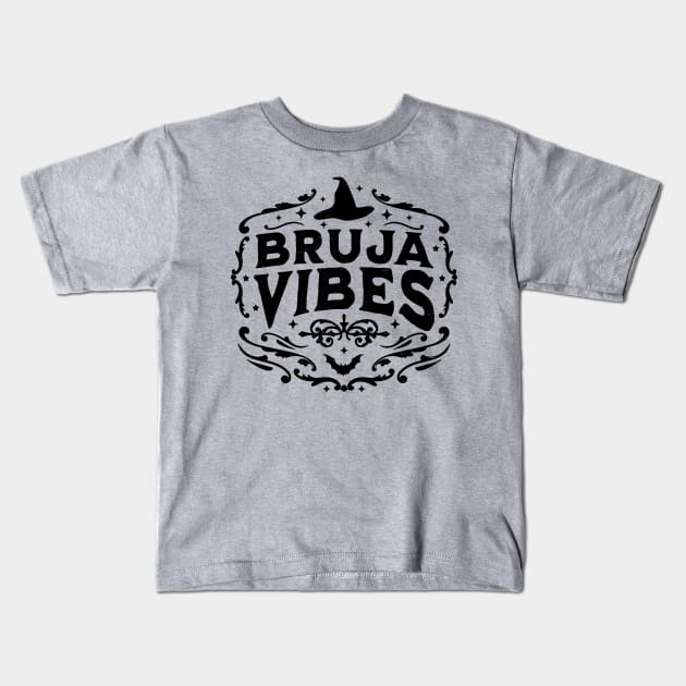 Bruja Vibes Mexican Witch Halloween Witchy Retro Vintage Kids T-Shirt by OrangeMonkeyArt
